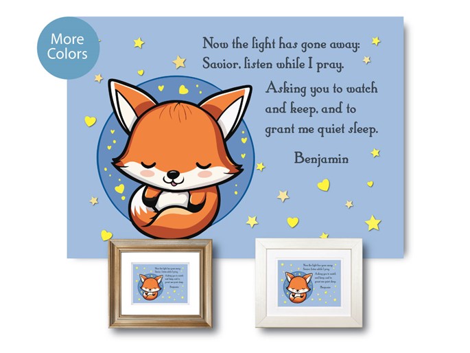 Personalized Bedtime Prayer for Children Baby Fox