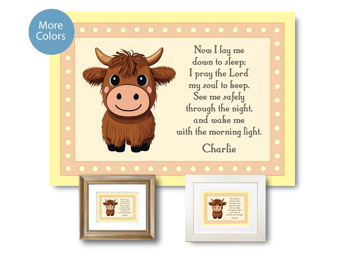 Personalized Bedtime Prayer for Children Highland Cow