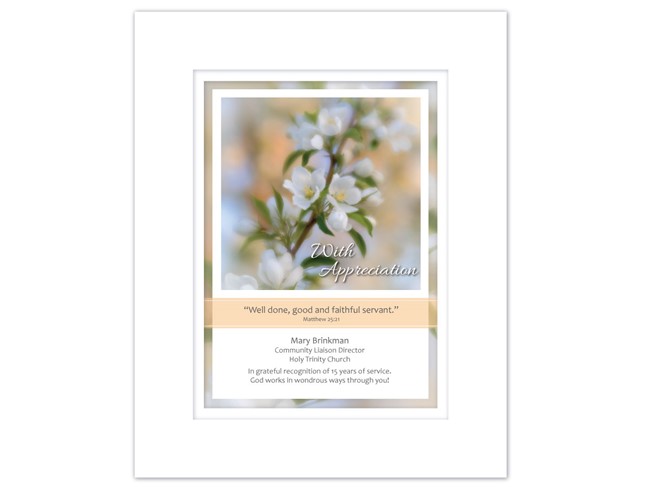 Personalized Service Appreciation Plaque - Crabapple Blossoms