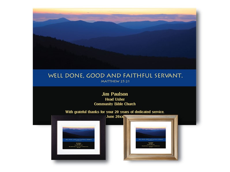 Service Appreciation Plaque - Religious - Well Done, Good and Faithful Servant