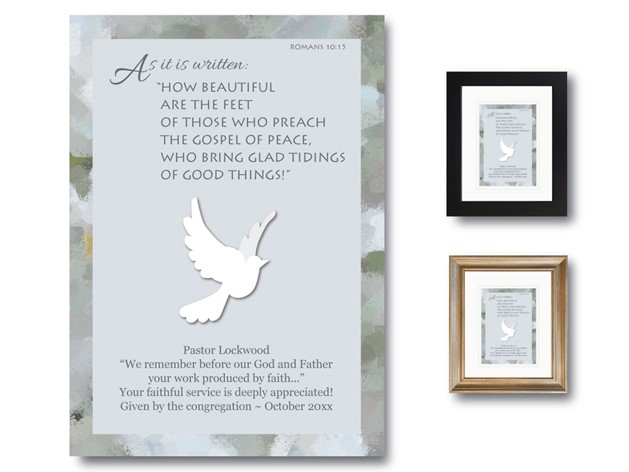 How Beautiful Are the Feet personalized clergy appreciation plaque