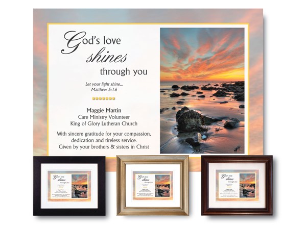 God's Love Shines Through You - Personalized Service Appreciation Plaque