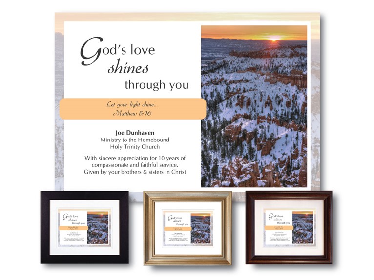 Service Appreciation Plaque - Religious - God's Love Shines Through You